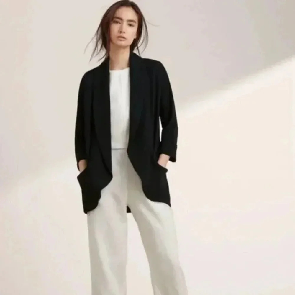 Aritzia Wilfred Black Chevalier  Open Jacket Blazer Pockets Size 0